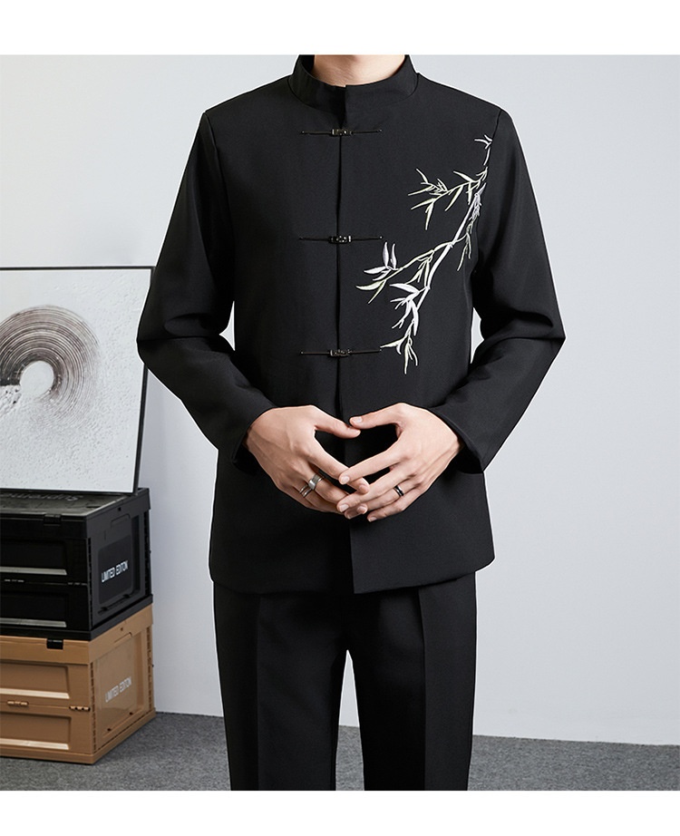 Herren-Anzug im Retro-Stil mit Stehkragen für Frühling und Herbst – ideal für Hochzeiten._voghion.com