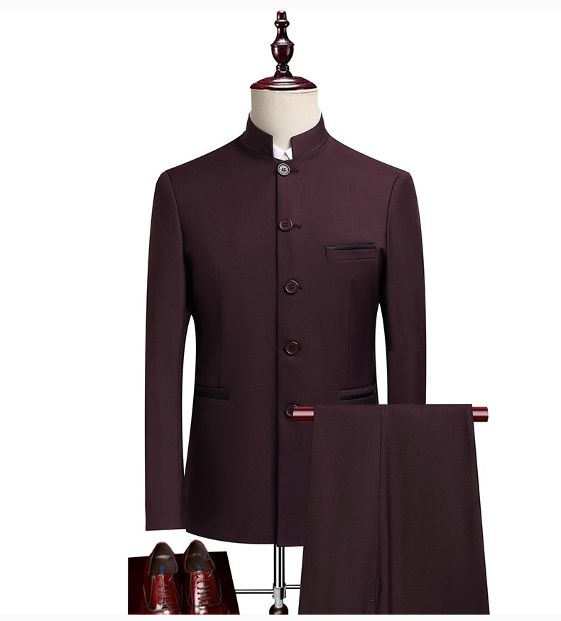 Ensemble de costume traditionnel pour garçon, tenue de cérémonie, col montant, coupe ajustée, style chinois, pour chorale, homme._voghion.com