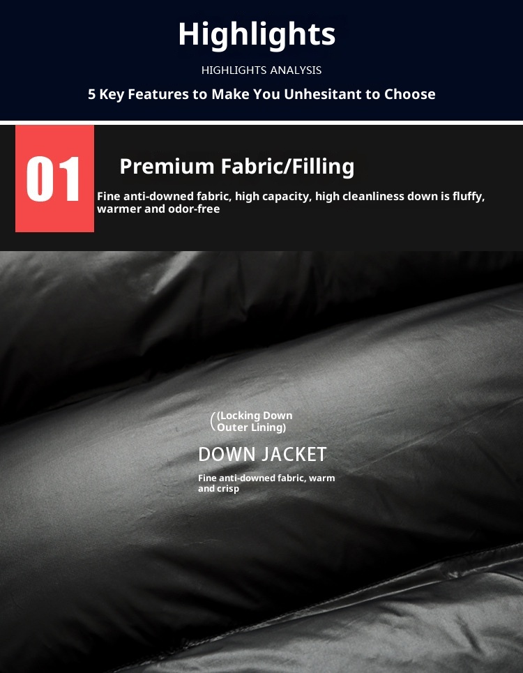 ChicShe Minus 40 Grad Nordosten Schwarz Gold Paar Daunenjacke Unisex Warm Kapuze Extrem Kalt Lang und Kurz Modischer Mantel_voghion.com