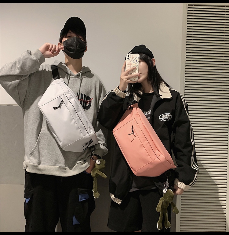 001 Kore Açık Hava Basit Çapraz Askılı Göğüs Büyük Kapasiteli Bel Seyahat Koşu Tek Omuz Çantası Unisex Çift Stili_voghion.com