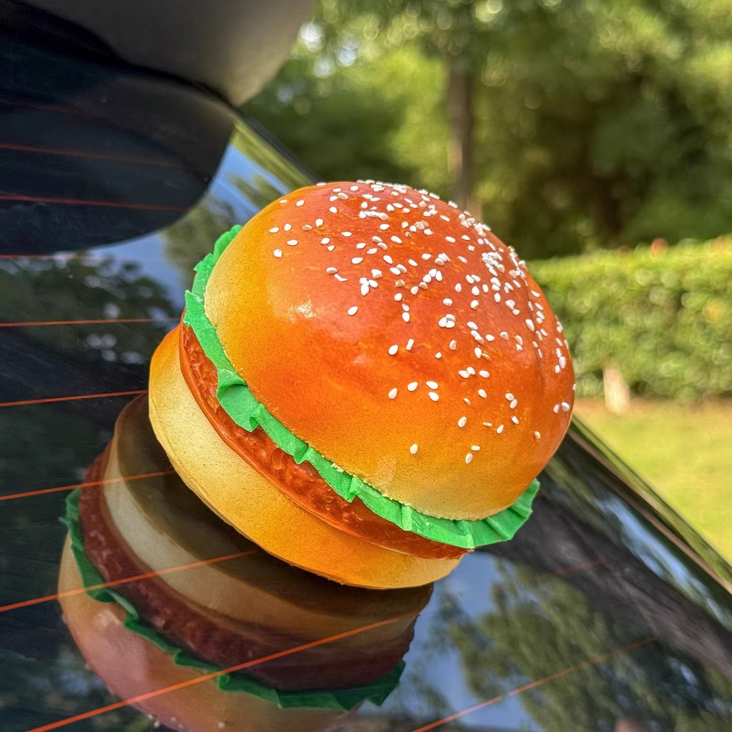 Decorazione della coda dell'auto Simulazione creativa Hamburger Moto elettrica Interno Bagagliaio Tetto Esterno Personalizzato_voghion.com