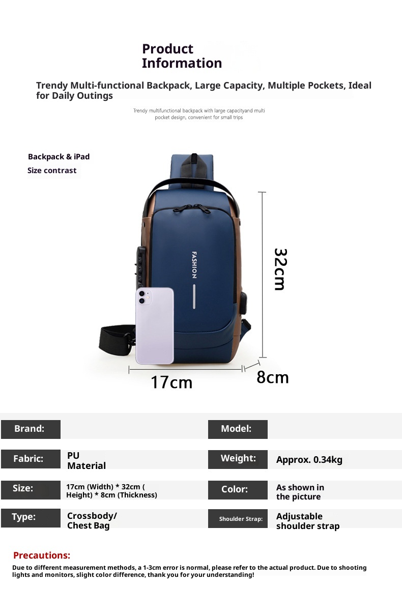001 Tek Omuzlu Çapraz Askılı Spor Sırt Çantası Erkek Göğüs Şifreli Kilitli Hırsızlığa Karşı Bisiklet Günlük Açık Hava Koşu Çantası_voghion.com