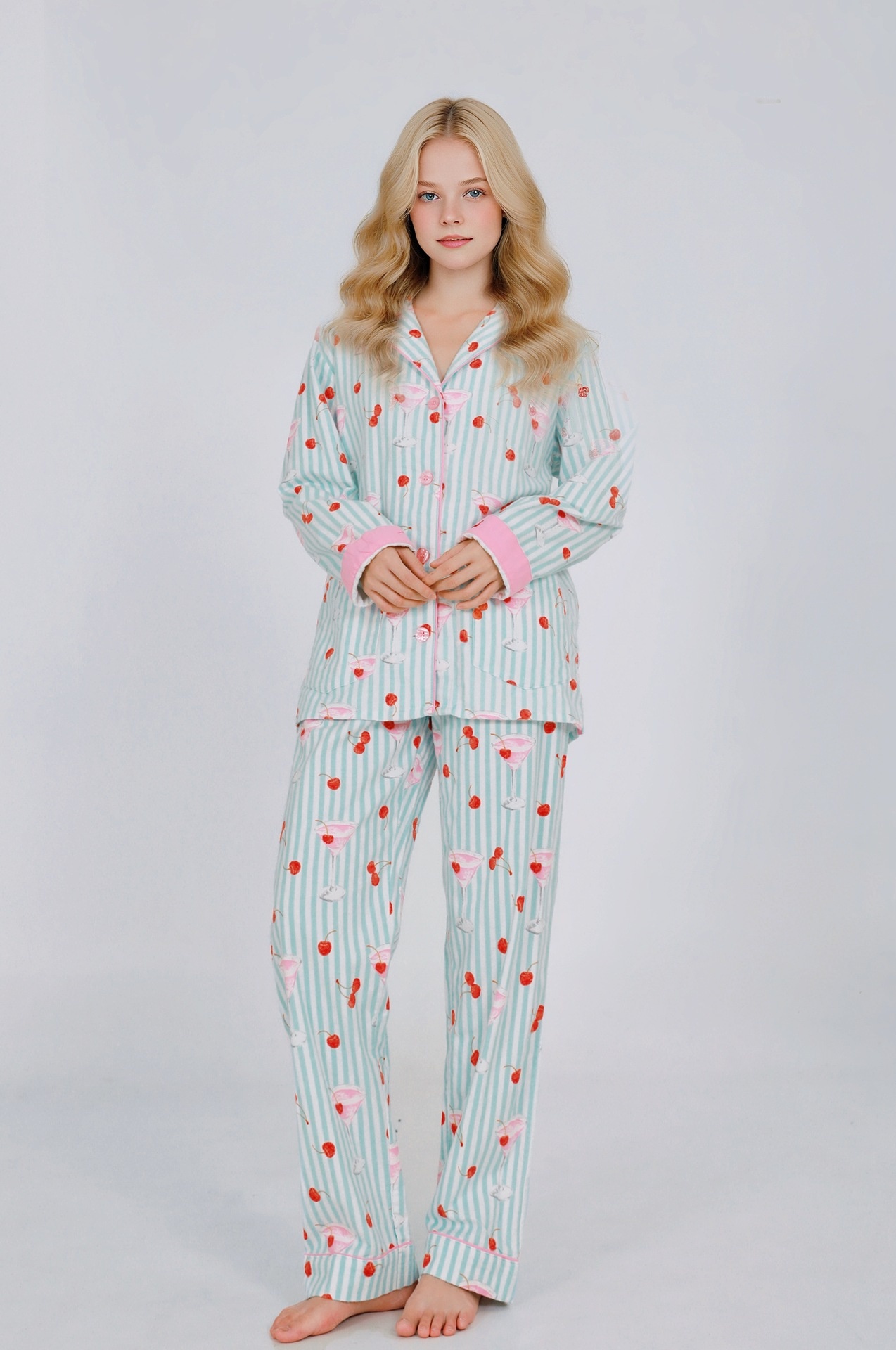 ChicShe P.J.Sawage Pigiama caldo e spesso in cotone spazzolato per donna, autunno inverno, pigiama premaman in morbido cotone_voghion.com