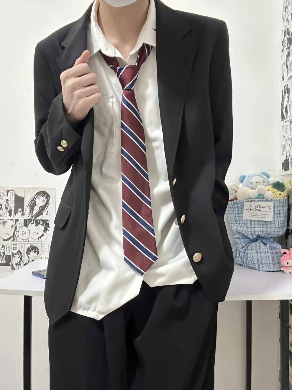 ragazzo DK Uomo Completo Taglie Forti Vestibilità Larga Bello Studente JK Uniforme Classe Costume Spettacolo Primavera Autunno Completo Distintivo_voghion.com