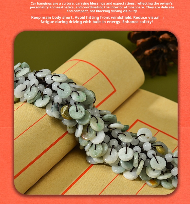 Ornement de rétroviseur en pierre naturelle, décoration intérieure, jade, à suspendre dans la voiture, cadeau artisanal GS013_voghion.com