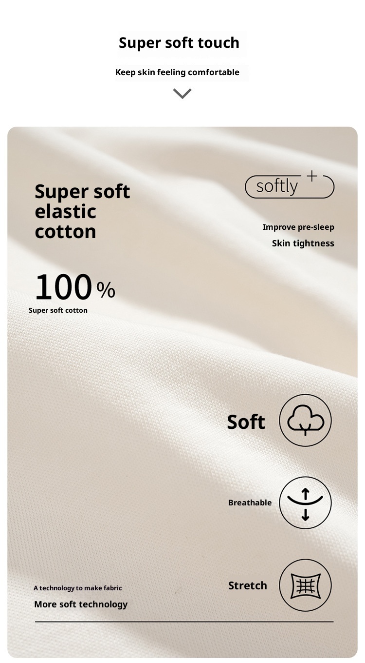 ChicShe Nuovo Pigiama da Donna in Puro Cotone Autunnale a Maniche Lunghe Cardigan Traspirante e Comodo Tutto in Cotone Tinta Unita Indossabile_voghion.com