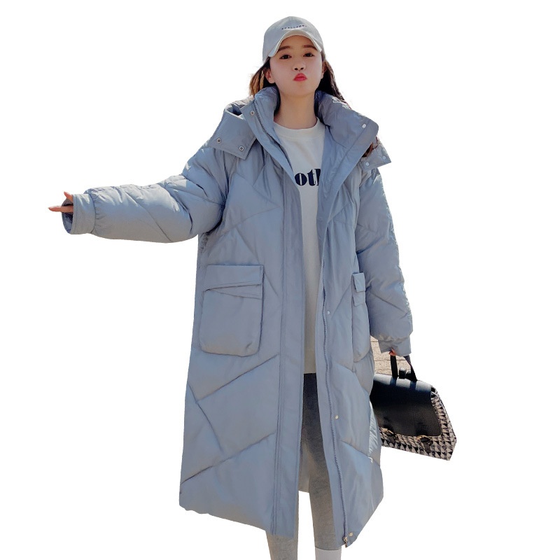 ChicShe Winter 2024 Neue Mode Lockere Plus Size Kapuzen-Daunenjacke aus Baumwolle für Damen, mittellang, knielang, dick gefüttert_voghion.com