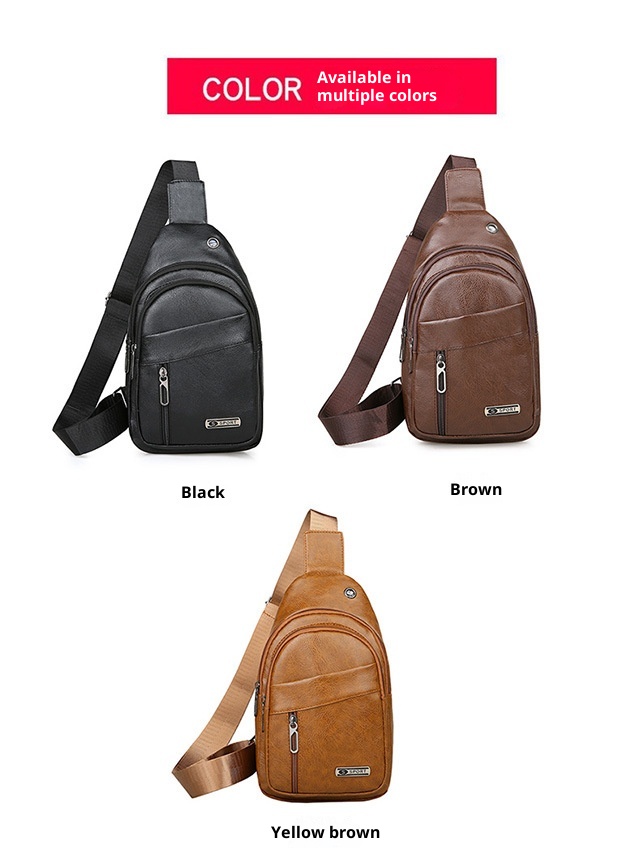 001 Manufacturer Wholesale Korean Fashion Men's Crossbody Bag Casual Travel PU Leather Single Shoulder Small Chest Backpack_voghion.com