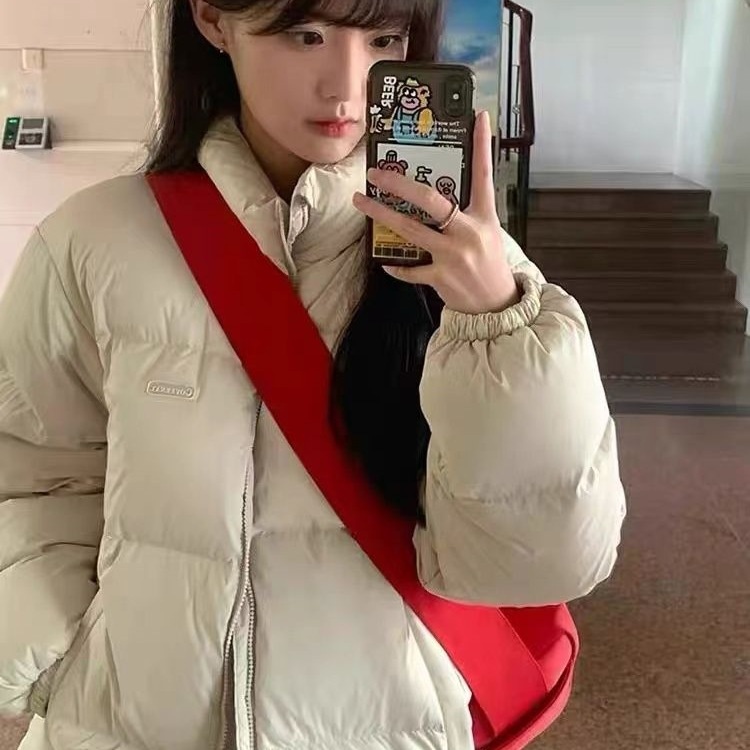 ChicShe 2025 New Down Jacket For Women, Short Stand Collar, White Duck Down, Thickened, Unisex Couple Puffer Jacket, Winter Coat_voghion.com