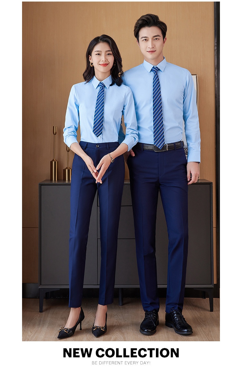 Costume professionnel unisexe pour garçon, vêtements de travail, bleu marine, manches longues._voghion.com