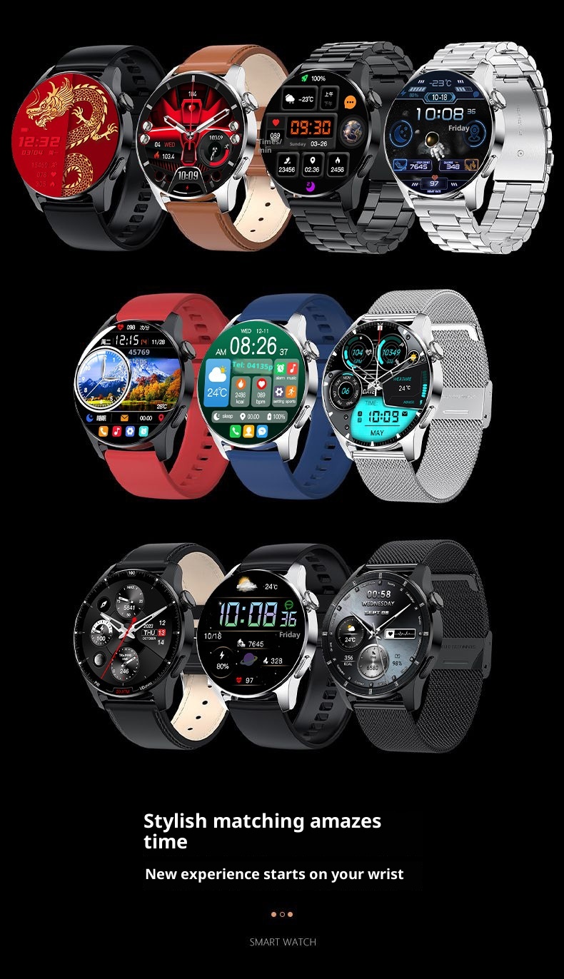 Smart Wach Uomini e donne Blueooh Chiama Tecnologia nera Trasmette Ascolta Rae Misurazione della pressione sanguigna Sport_voghion.com