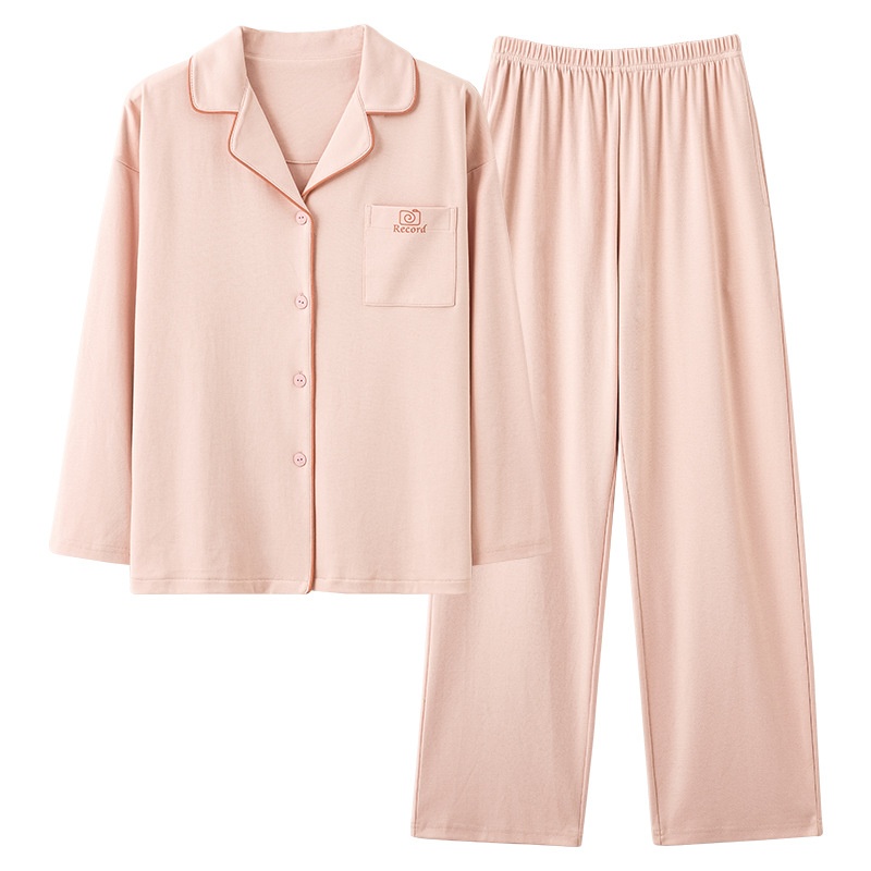 Pigiama da donna in tinta unita ChicShe in cotone autunno 2025, nuovo cardigan primaverile, manica lunga, stile celebrità di Internet, set da casa_voghion.com