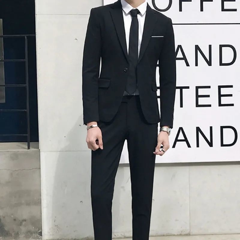 Costume trois pièces pour homme, coupe slim, décontracté et professionnel, style coréen, idéal pour les jeunes étudiants._voghion.com