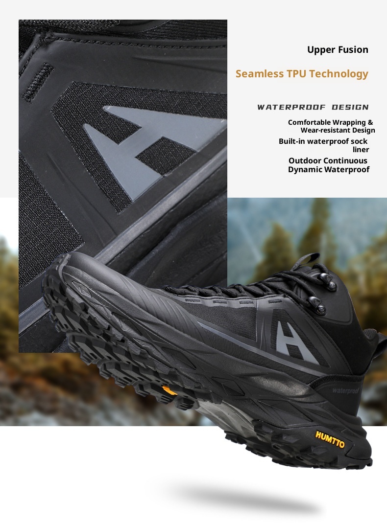 ShoeGlobe Haitu Heavy Rain Waterproof For Men, Autumn And Winter, Lightweight, Breathable, Thick Sole, Non-Slip, Shock Absorbing,_voghion.com