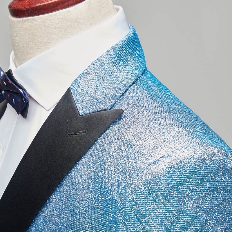 ragazzo 2022 Nuovo costume da spettacolo in stile coreano da uomo, abito da palcoscenico blu, set da due pezzi, abiti da uomo_voghion.com