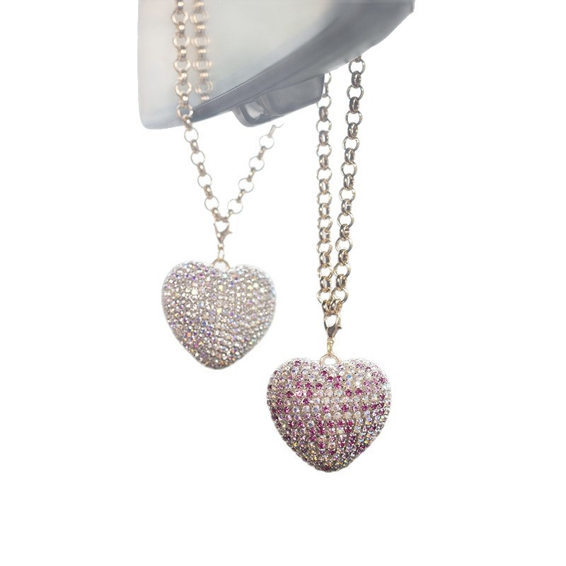 Neuer 3D-Herzanhänger mit Glitzermotiv für den Rückspiegel – Auto-Innendekoration_voghion.com