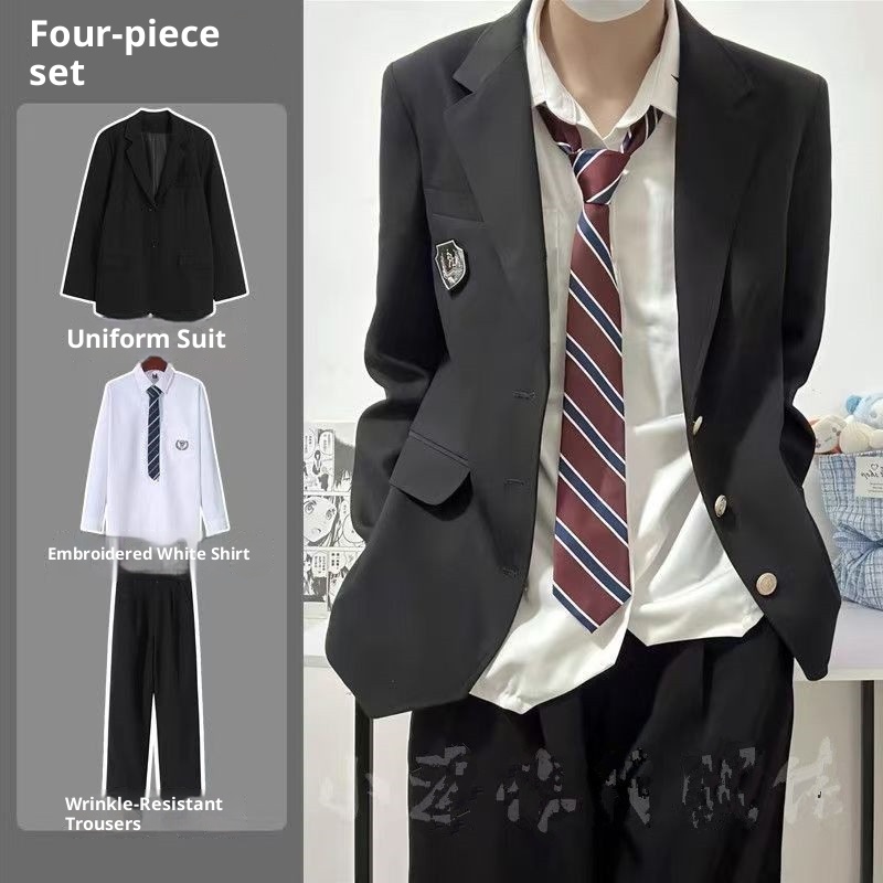 ragazzo DK Uomo Completo Taglie Forti Vestibilità Larga Bello Studente JK Uniforme Classe Costume Spettacolo Primavera Autunno Completo Distintivo_voghion.com