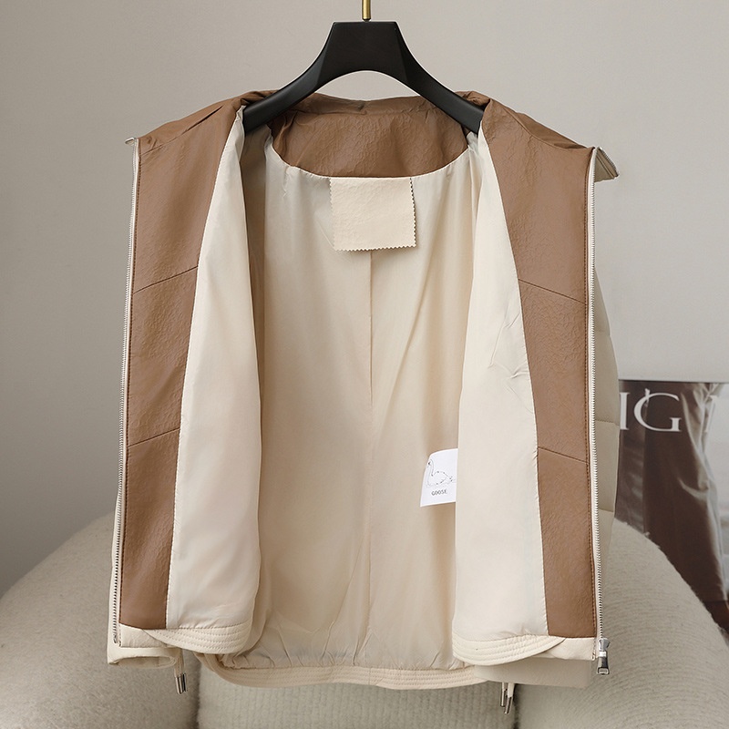 ChicShe 2025 Autunno Inverno Nuovo Cappotto Corto in Pelle di Pecora da Donna in Piuma d'Oca Spessa e Calda Giacca in Vera Pelle Haining_voghion.com