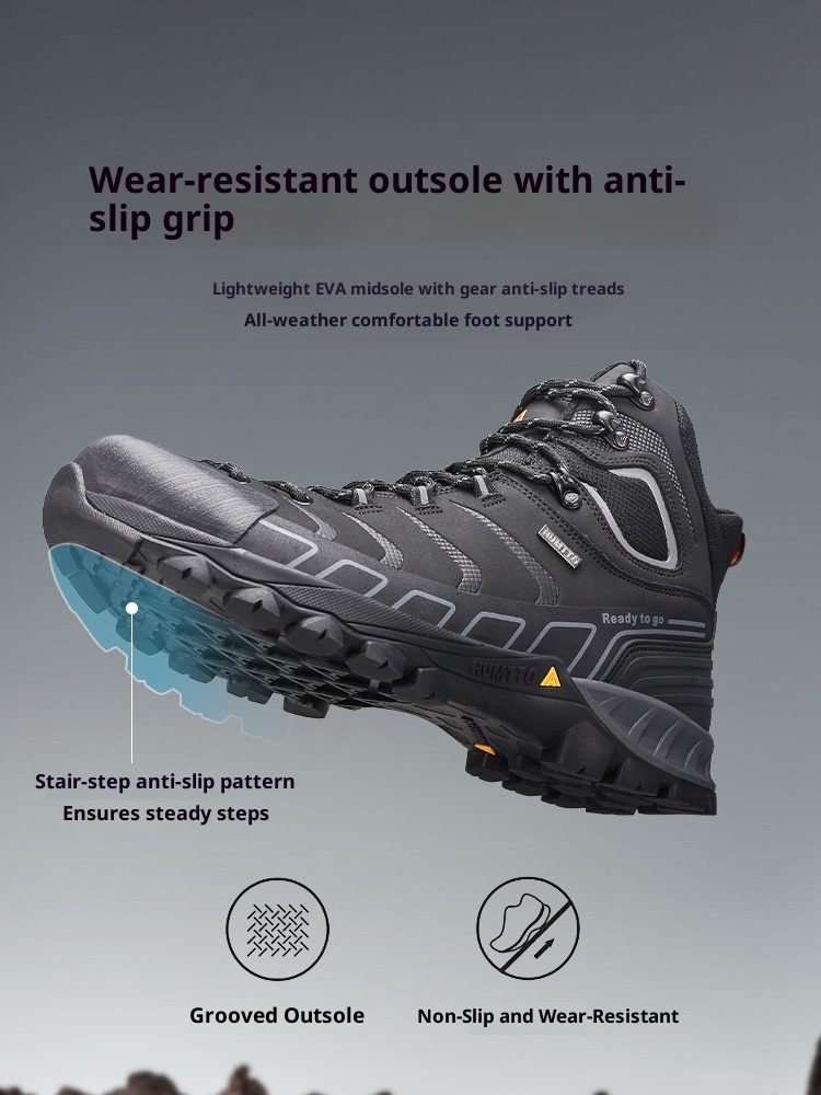 Stivali ShoeGlobe Hantu da uomo, scarpe impermeabili da esterno per autunno e inverno, in vera pelle, resistenti all'usura._voghion.com