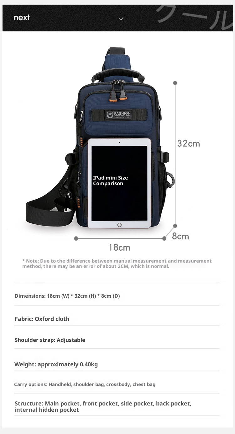 001 Borsa a tracolla multifunzionale alla moda da uomo, con tracolla grande, capacità di petto grande, per lavoro e spostamenti_voghion.com