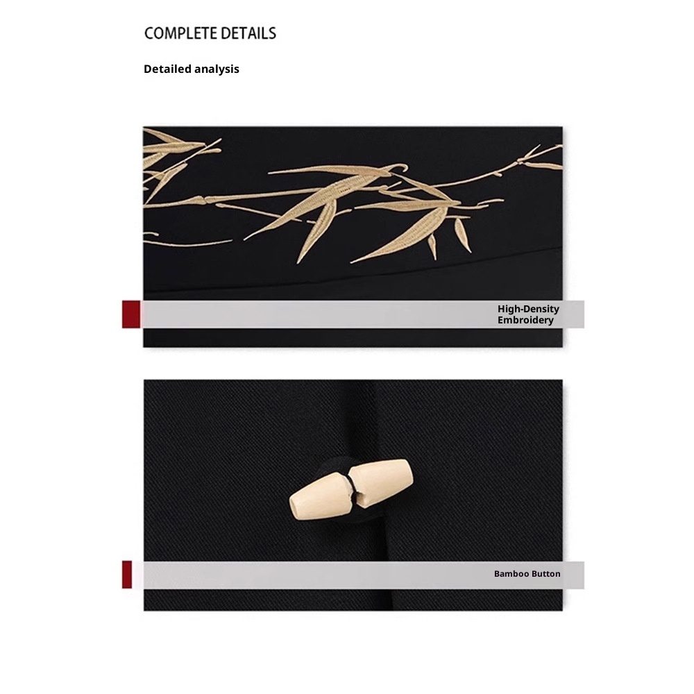 boy New Chinese Men's Formal Engagement Ceremony Irregular Set National Style Stand Collar Golden Bamboo Embroidery_voghion.com