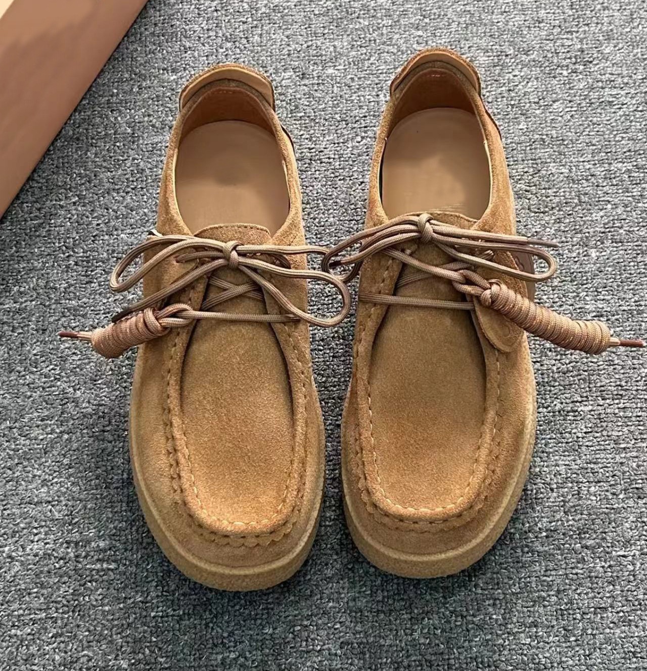 ShoeGlobe Echt Leer~Dong Jie Same Style Kangoeroe Herfst Winter Nieuwe Veterschoenen Retro Platte Casual Schoenen Dikke Zolen Sneakers Voor_voghion.com