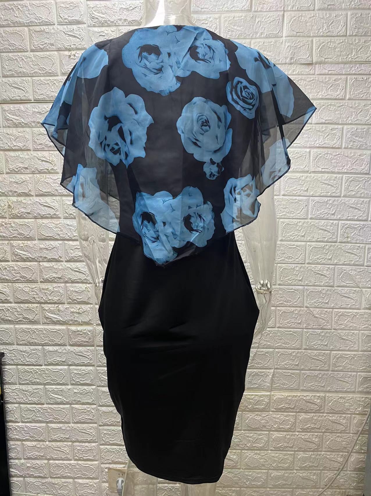 GraceChic Neues Rosenprint-Schalkleid für Damen, figurbetont, figurbetont, in Übergrößen_voghion.com