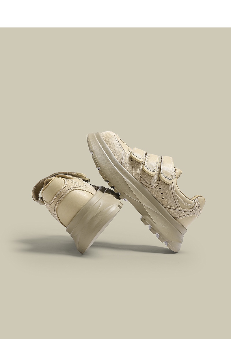 ShoeGlobe 2024 Retro Echt Leren Velcro Sneakers Voor Dames, Herfst En Winter Nieuw Veelzijdig Platform Dikke Zool Casual Trendy_voghion.com