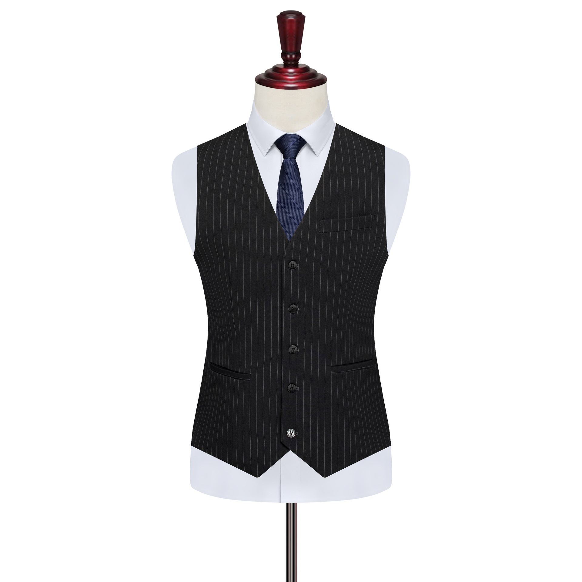 boy Double-Breasted Striped Stretch Set For Men Loose Fit Plus Size Wedding Suit_voghion.com