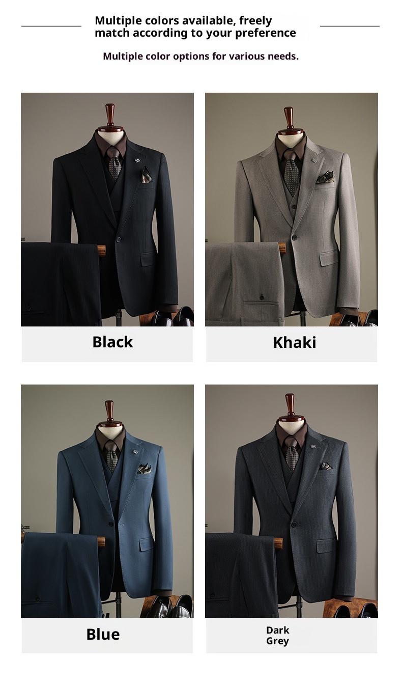 Costume rayé grande taille pour homme, idéal pour les occasions formelles, les banquets, les mariages et autres événements professionnels._voghion.com