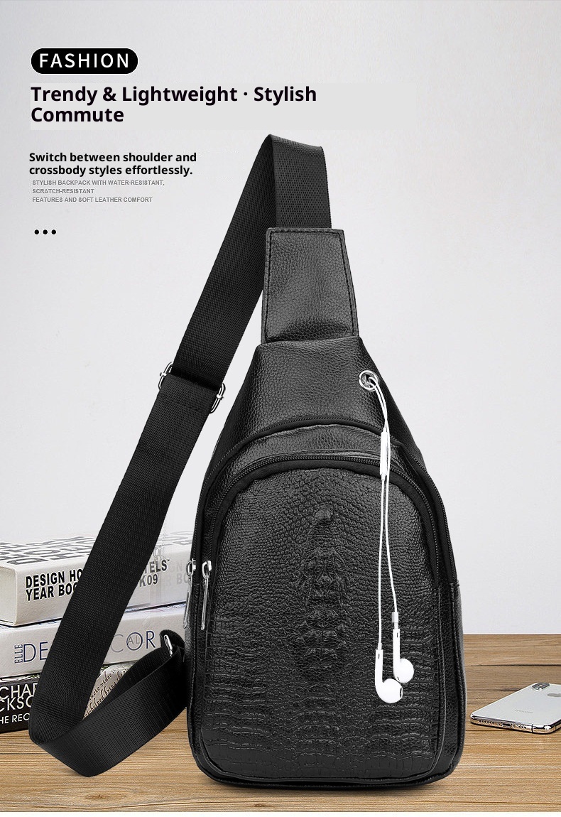 001 Zaino casual da uomo con motivo a coccodrillo, alla moda, di grande capacità, in pelle PU, con tracolla_voghion.com