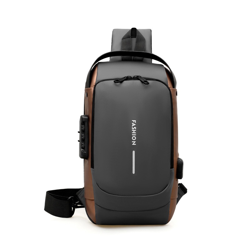 001 Tek Omuzlu Çapraz Askılı Spor Sırt Çantası Erkek Göğüs Şifreli Kilitli Hırsızlığa Karşı Bisiklet Günlük Açık Hava Koşu Çantası_voghion.com