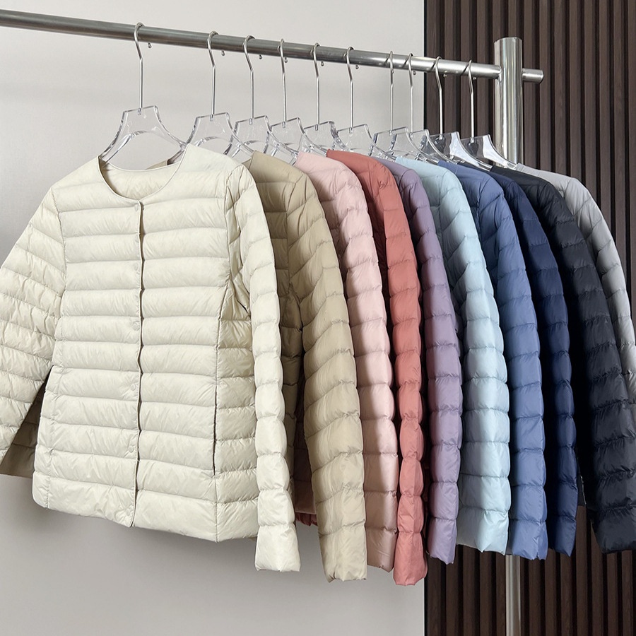 ChicShe Jiaxing Pinghu Down Jacket Short Long Sleeve Thin Collarless V-neck Lightweight Inner Liner Women U Home Same Style Base_voghion.com