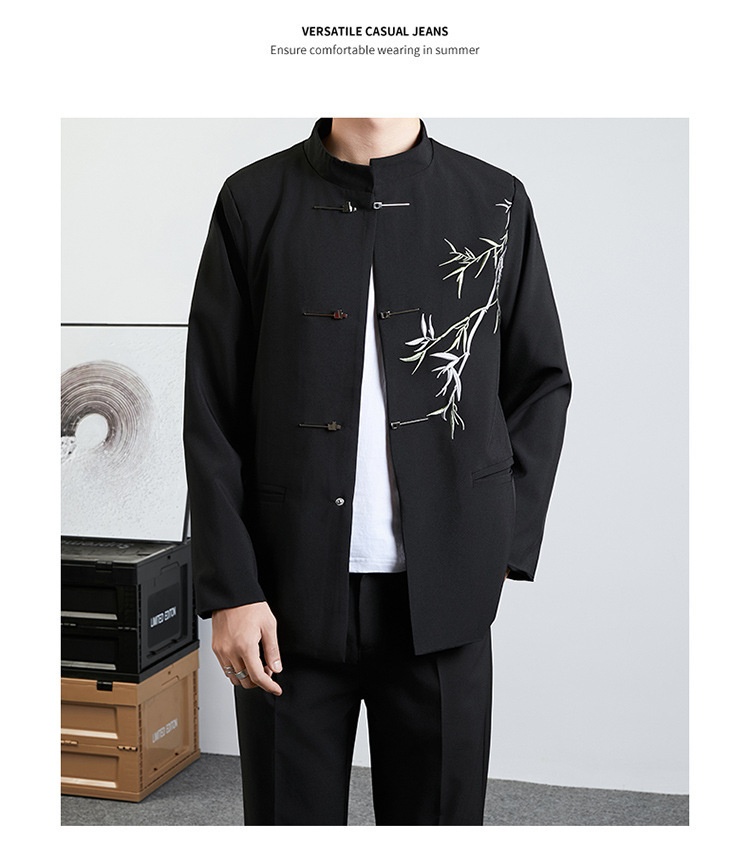 Herren-Anzug im Retro-Stil mit Stehkragen für Frühling und Herbst – ideal für Hochzeiten._voghion.com