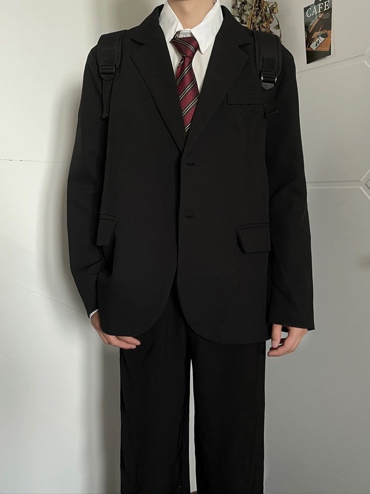 ragazzo stile giapponese college uomo uniforme DK vestibilità ampia bello studente scuola JK primavera autunno cravatta giacca abito_voghion.com