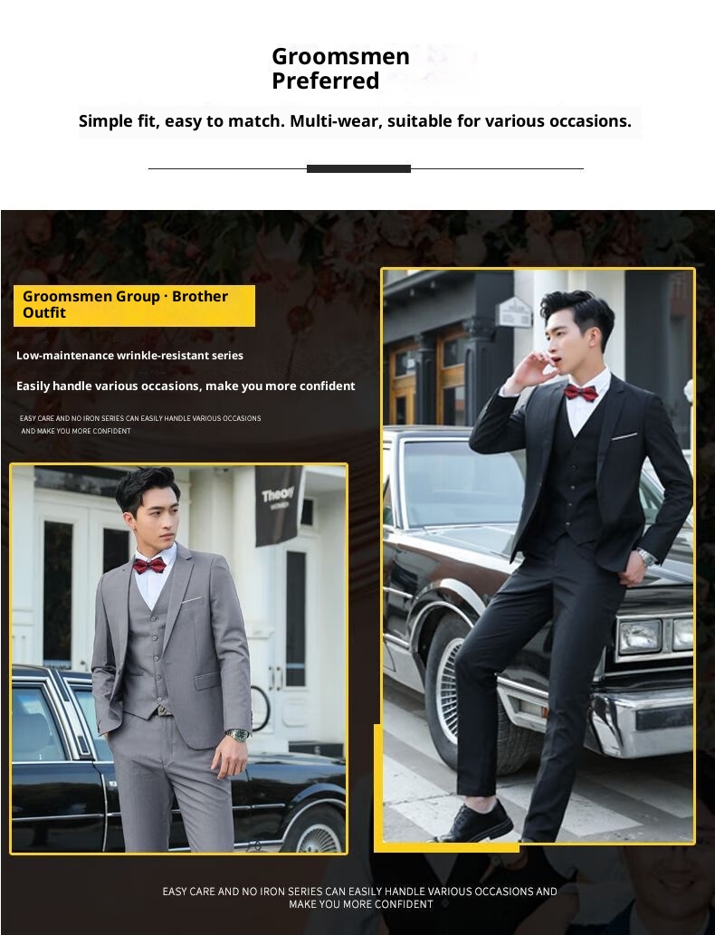 Dreiteiliges Bräutigam-Set „Qianhong“ für Jungen, bestehend aus Weste und Hose, ideal für Trauzeugen und Bräutigame, für die Hochzeit_voghion.com