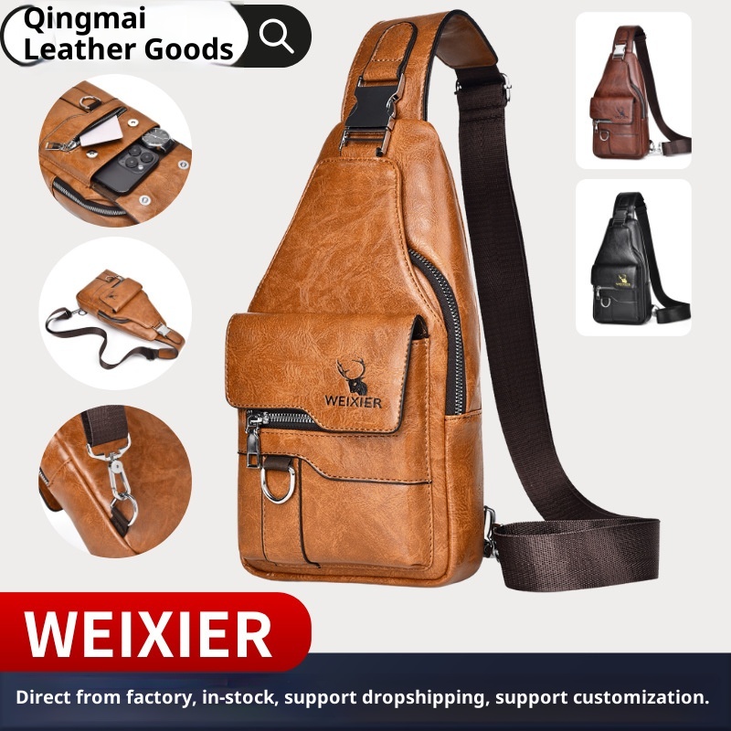 001 Cross-Border Chest Vintage Versatile Shoulder Large Capacity Waterproof Sling Bag, Crossbody For Men, High-End Men's Bag_voghion.com