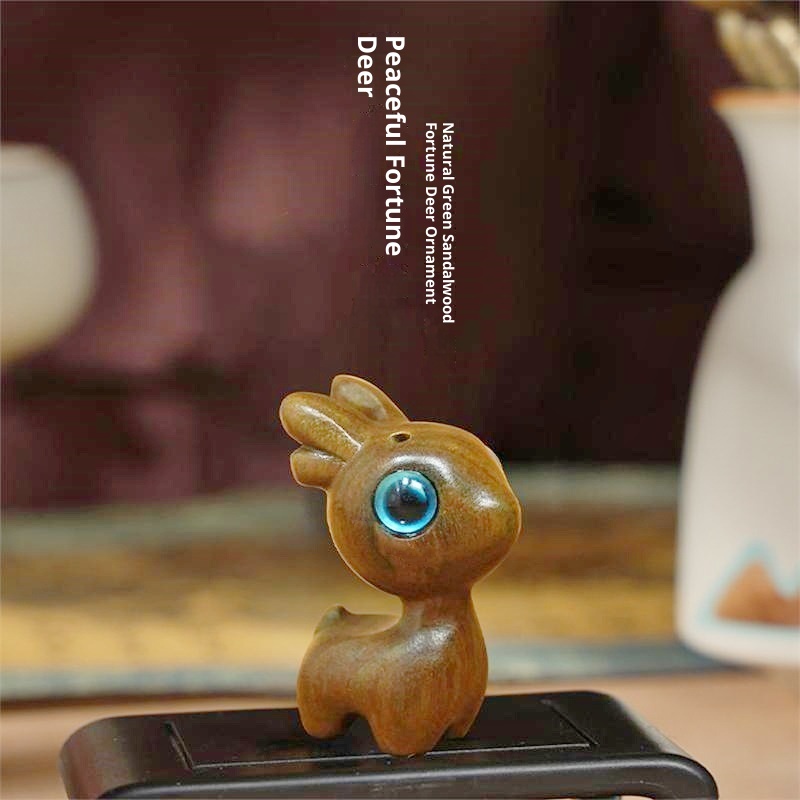 Ornamento "Buon viaggio" in legno di sandalo, cervo, specchietto retrovisore, grazioso ciondolo da appendere all'interno dell'auto, decorazione creativa_voghion.com