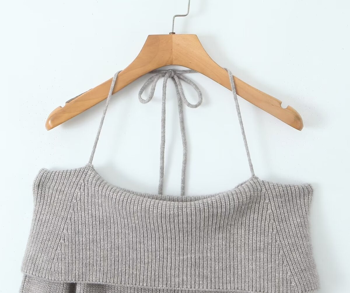 Robe moulante courte en maille à lacets, épaules dénudées et style européen et américain GraceChic, collection automne Pure Desire._voghion.com