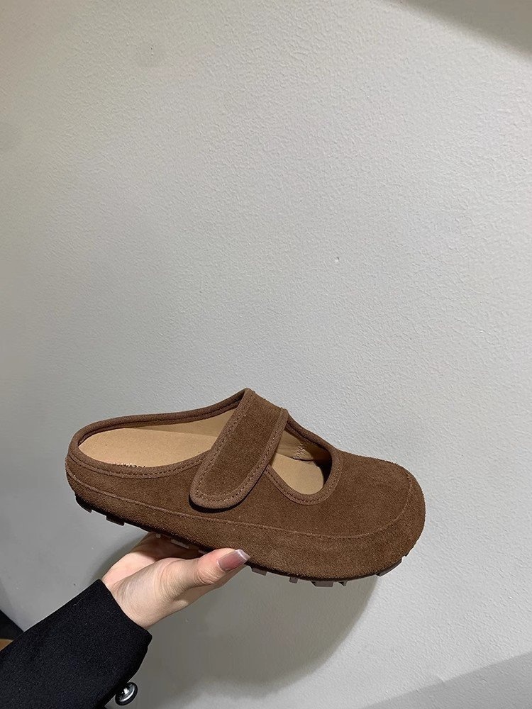 ShoeGlobe Celebrity Thick-Soled Mary Jane Closed-Toe Half Slippers Women's Shoes Autumn Winter New Style Paired With Dresses_voghion.com