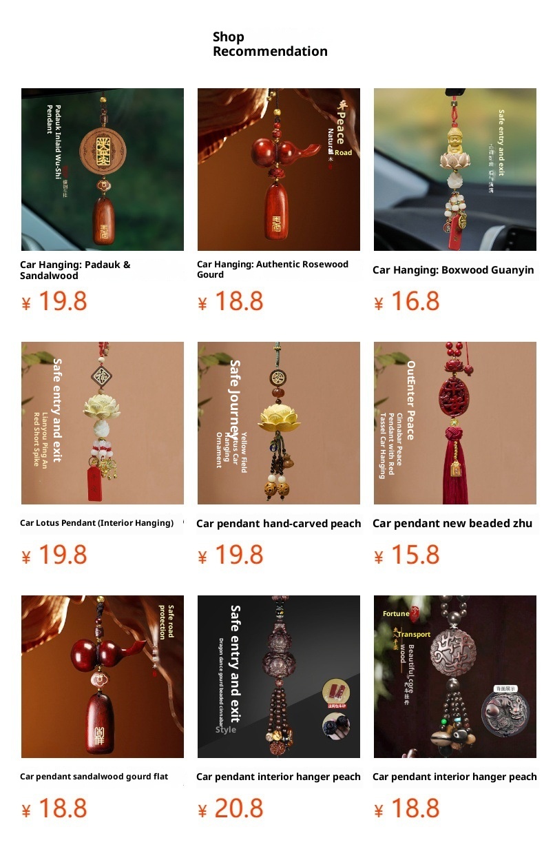 Ornamento "Buon viaggio" in legno di sandalo, cervo, specchietto retrovisore, grazioso ciondolo da appendere all'interno dell'auto, decorazione creativa_voghion.com