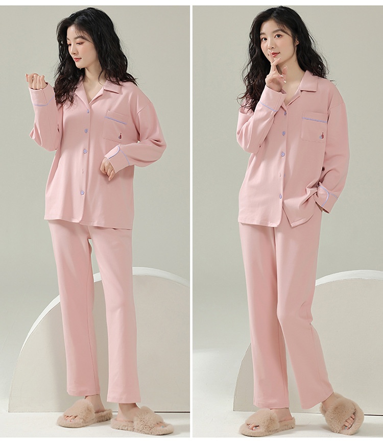 Pigiama da donna in tinta unita ChicShe in cotone autunno 2025, nuovo cardigan primaverile, manica lunga, stile celebrità di Internet, set da casa_voghion.com