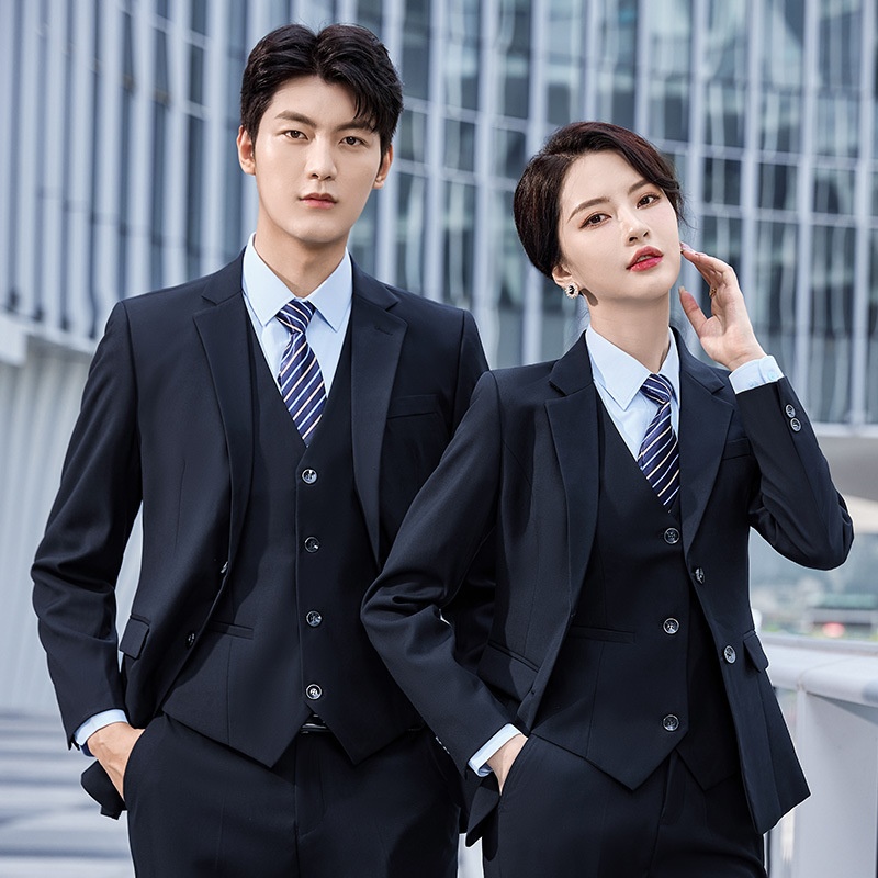 Completo da uomo unisex professionale per affari, vendite immobiliari, banche, lavoro, colloqui formali, set da tre pezzi_voghion.com