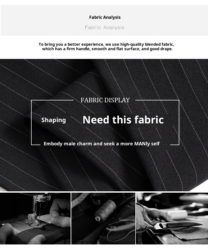 boy Double-Breasted Striped Stretch Set For Men Loose Fit Plus Size Wedding Suit_voghion.com