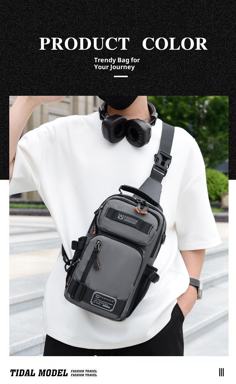001 New Crossbody Men, Multifunctional Outdoor Chest Bag, Large Capacity, Durable, Personalized Single Shoulder For Work And_voghion.com
