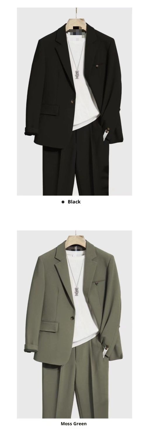 Ensemble de costume décontracté haut de gamme pour homme, style coréen printemps-été, coupe ample et élégante, blazer court et drapé tendance._voghion.com