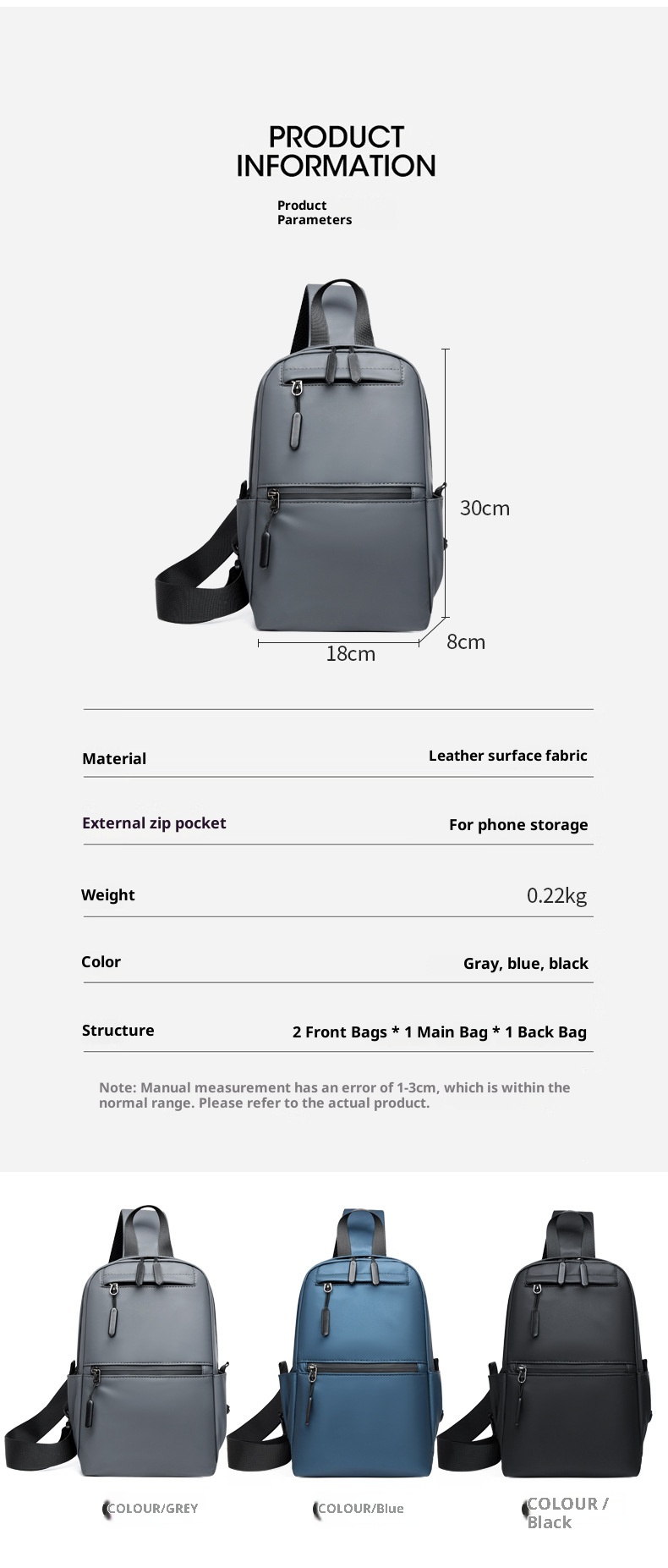 001 New Business Men's Crossbody Outdoor Casual Lihtweiht Lare Capacity Shoulder Multi-compartment Desin Trendy Chest_voghion.com