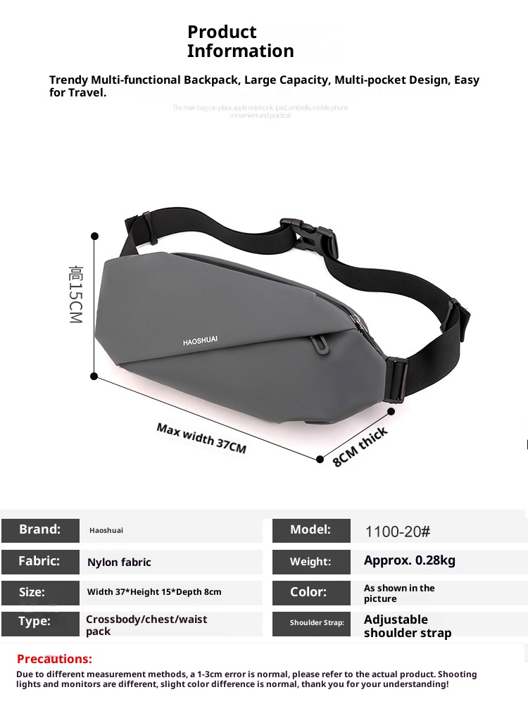 001 Cross-border New Men's Waist Outdoor Running Phone Multi-functional Large Capacity Chest Casual Single Shoulder_voghion.com