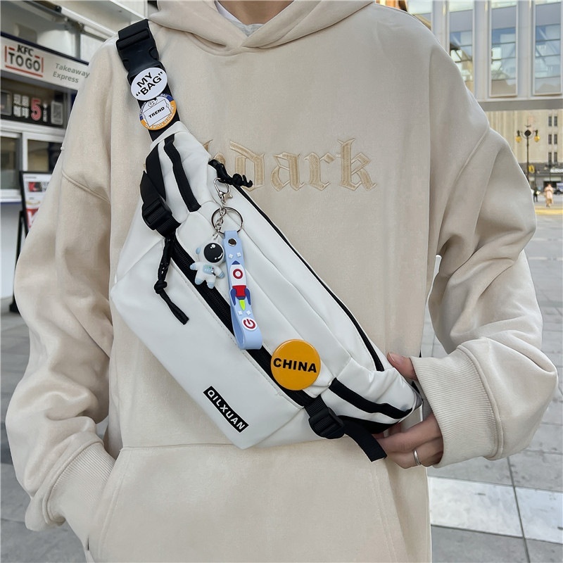 001 Japanese New Simple Men's Chest Trendy Korean Couple Style Crossbody Sports Versatile Back Waist Bag_voghion.com