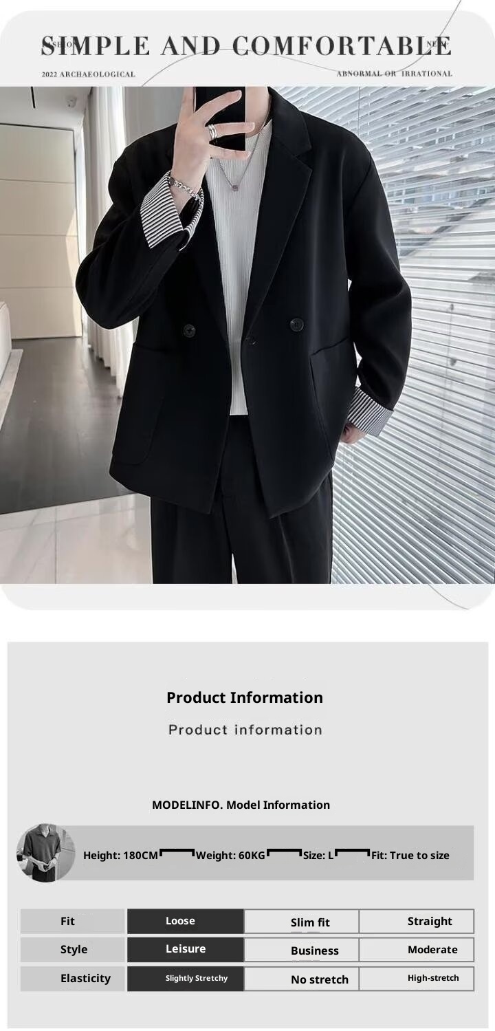 Vestito da uomo primavera autunno, abito casual chiaro e bello, top versatile in tinta unita, alla moda e ampio_voghion.com